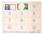 EARLY "SUPERMAN-TIM PRESS CARD" WITH RECTANGULAR STAMPS.