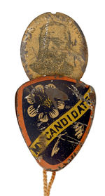 "MY CANDIDATE" RARE HARRISON MECHANICAL BADGE.