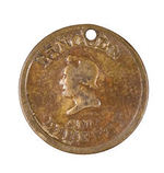 LINCOLN "GOOD FOR ANOTHER HEAT" 1864 BRASS TOKEN.