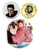 EARLY ELVIS TRIO OF RARE BUTTONS.