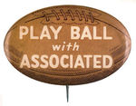 LARGE FIGURAL FOOTBALL BUTTON WITH AD.