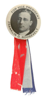 FDR 1920 VP BUTTON FROM HIS PERSONAL COLLECTION.