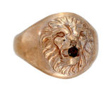 OUTSTANDING GORGEOUS MINT LION'S HEAD RING RED STONE VERSION.