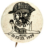 WILMINGTON NORTH CAROLINA "FEAST OF PIRATES" END OF ROARING 20s RARE LITHO BUTTON.