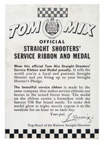 "TOM MIX OFFICIAL STRAIGHT SHOOTERS SERVICE RIBBON AND MEDAL" RALSTON PREMIUM WITH FOLDER/MAILER.