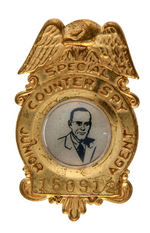 "SPECIAL JUNIOR COUNTER SPY AGENT" BADGE WITH ORIGINAL MAILER AND PAPER INSERT.