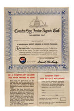 "SPECIAL JUNIOR COUNTER SPY AGENT" BADGE WITH ORIGINAL MAILER AND PAPER INSERT.