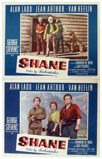 ALAN LADD/JEAN ARTHUR/VAN HELFLIN IN "SHANE" LOBBY CARD SET.