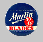 "MARLIN FIREARMS CO. - MARLIN BLADES" 3.5" RAZOR AD BUTTON.