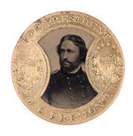 NEAR MINT FREMONT 1864 FERROTYPE IN ENCASED POSTAGE STAMP-STYLE FRAME.