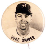 "DUKE SNIDER" REAL PHOTO BUTTON.