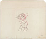 "SNOW WHITE AND THE SEVEN DWARFS" DOC & BASHFUL ORIGINAL PRODUCTION DRAWING PAIR.