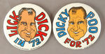 ANTI-NIXON CARICATURE 3" PAIR 1972.