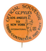 LA/NY/1928 FAMOUS BUNION DERBY FOOT RACE WON BY CHEROKEE INDIAN  BUTTON FROM HAKE COLLECTION & CPB.