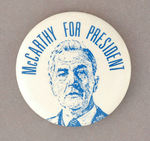 "McCARTHY FOR PRESIDENT" 1968 BLUETONE PORTRAIT BUTTON.