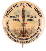 RARE ST. LOUIS "WIRELESS TELEGRAPH" BUTTON.