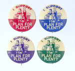 COMMUNIST INTERNATIONAL WORKERS ORDER 4 VARIETIES BUTTONS.