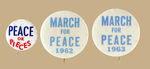 THREE EARLY 60s PEACE BUTTONS.