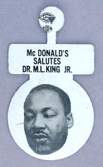 "McDONALD'S SALUTES DR. M.L. KING JR." TAB.