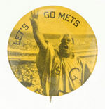 "LET'S GO METS" SCARCE 1960s FAN BUTTON FROM HAKE COLLECTION & CPB.