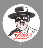 RARE "ZORRO" CARTOON PORTRAIT BUTTON.