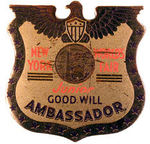 WORLD'S FAIR "JUNIOR GOOD WILL AMBASSADOR" BADGE.