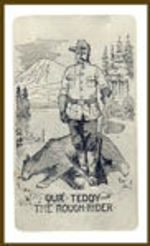 "OUR TEDDY THE ROUGH RIDER" ALUMINUM CARD C. 1904.