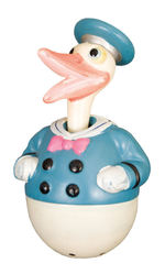 BEAUTIFUL FIGURAL LARGE LONG-BILLED DONALD DUCK CELLULOID ROLY POLY.