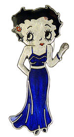 BETTY BOOP BLUE GOWN ENAMEL PIN.