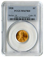 1928 LINCOLN CENT PCGS MS67RD.