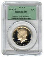 1980-S KENNEDY HALF PCGS PR70DCAM.