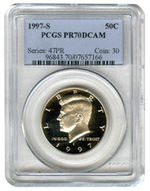 1997-S KENNEDY HALF PCGS PR70DCAM.