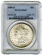 1898-O MORGAN DOLLAR PCGS MS67.