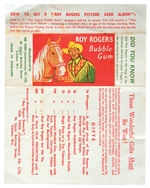 "ROY ROGERS BUBBLE GUM" WRAPPER.