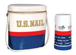 "U.S. MAIL" VINYL BRUNCH BAG AND THERMOS.