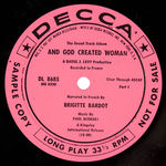 “AND GOD CREATED WOMAN…BUT THE DEVIL INVENTED BRIGITTE BARDOT” RECORD ALBUM.