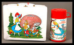 "WALT DISNEY'S ALICE IN WONDERLAND" VINYL LUNCHBOX WITH THERMOS AND ORIGINAL TAG.