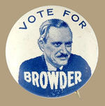 "VOTE FOR BROWDER" LITHO c. 1936.