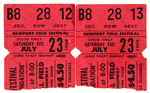 “NEWPORT FOLK FESTIVAL” TICKET STUB PAIR.