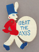 "BEAT THE AXIS" DIE-CUT WOOD PIN.