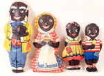 AUNT JEMIMA, UNCLE MOSE, DIANA, WADE STUFFED DOLLS.