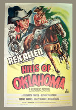 "REX ALLEN IN HILLS OF OKLAHOMA" REPUBLIC PICTURES MOVIE POSTER.