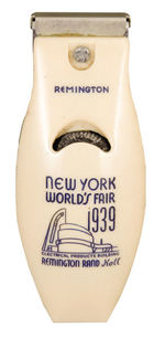 NYWF 1939 REMINGTON ELECTRIC RAZOR COMPLETE WITH CORD, BASE, BOX.