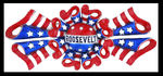 "ROOSEVELT" SUPERB LARGE WHITE METAL PIN.