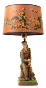 "DAVY CROCKETT FIGURAL LAMP WITH ORIGINAL SHADE.