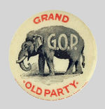 FIRST EVER "GRAND OLD PARTY-G.O.P." BUTTON.