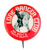 "DR. WEST'S LONE RANGER CLUB" MEMBERSHIP CARD AND BUTTON.