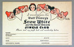 SNOW WHITE CLUB APPLICATION POSTCARD.