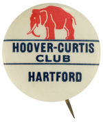 RARE 1” BUTTON READING “HOOVER-CURTIS CLUB/HARTFORD.”