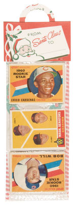 CHRISTMAS RACK PACK WITH TWELVE TOPPS 1960 BASEBALL CARDS.